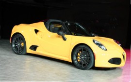 Newest Alfa Romeo 4C Spider at auto show in Detroit