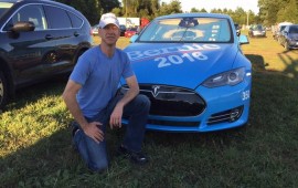 Bernie Sanders 8203fan decks out his Tesla as the Bern Machine